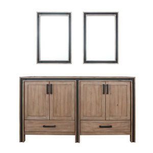 Ziva 60" Rustic Barnwood Double Vanity, no Top and 22" Mirrors | LZV352260SN00M22