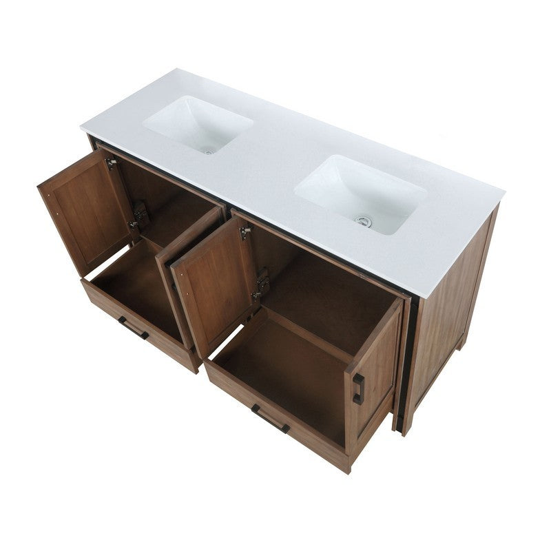 Ziva 60" Rustic Barnwood Wood Double Vanity, Cultured Marble Top, White Square Sink and no Mirror | LZV352260SNJS000