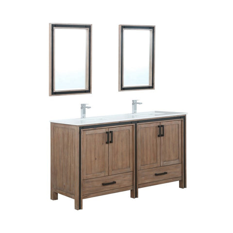 Image of Ziva 60" Rustic Barnwood Double Vanity Set, Cultured Marble Top | LZV352260SNJSM22F