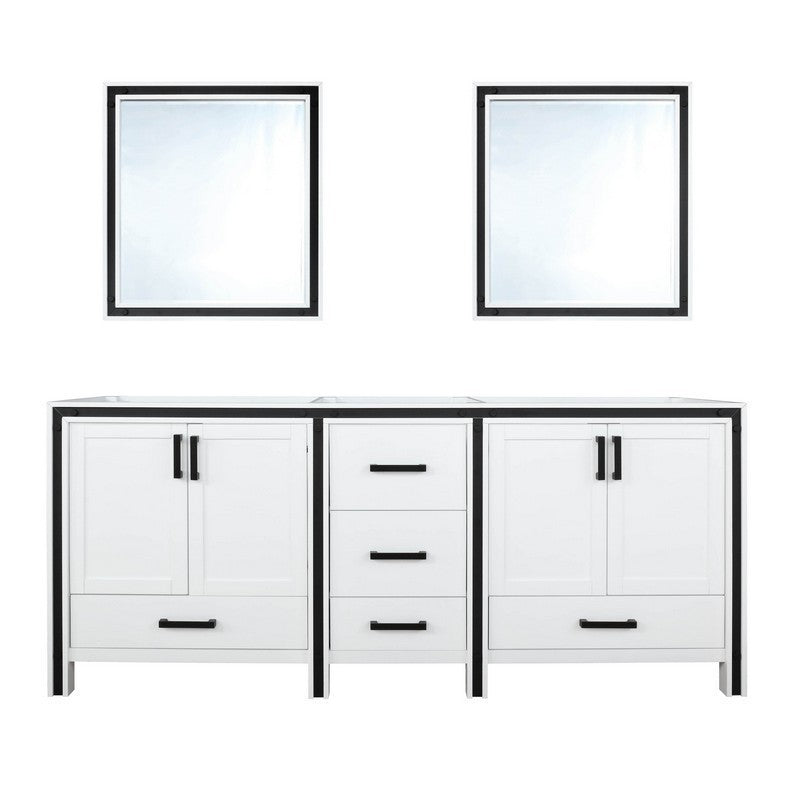 Ziva 72" White Double Vanity, no Top and 30" Mirrors | LZV352272SA00M30