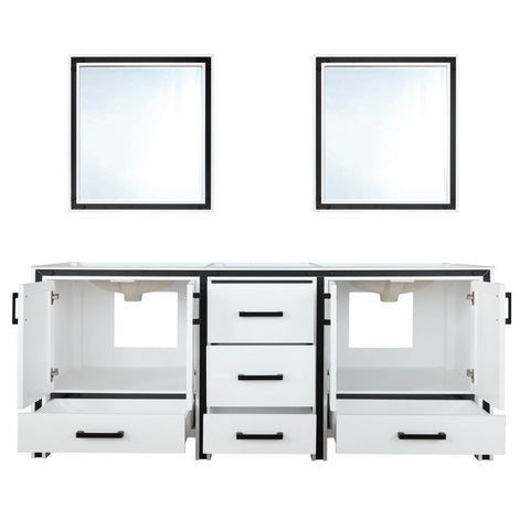 Image of Ziva 72" White Double Vanity, no Top and 30" Mirrors | LZV352272SA00M30