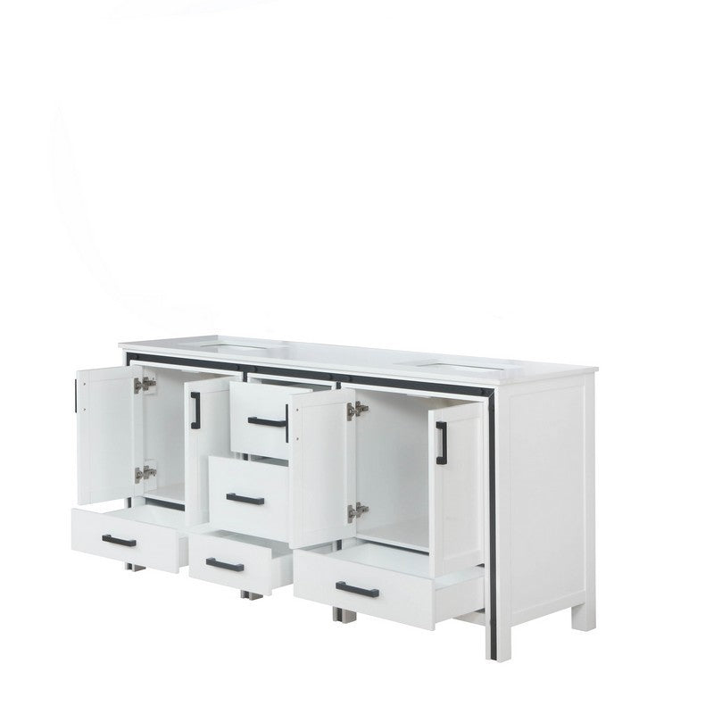 Ziva 72" White Double Vanity, Cultured Marble Top, White Square Sink and no Mirror | LZV352272SAJS000