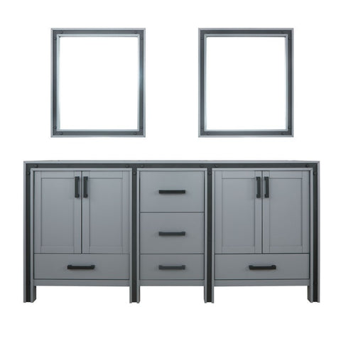 Image of Ziva 72" Dark Grey Double Vanity, no Top and 30" Mirrors | LZV352272SB00M30