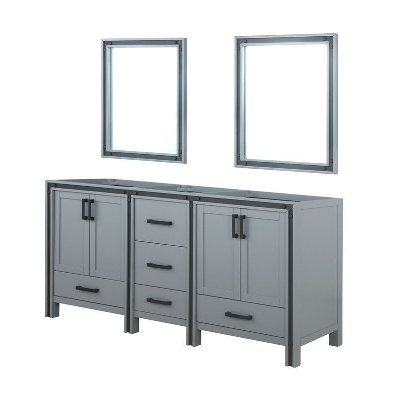 Ziva 72" Dark Grey Double Vanity, no Top and 30" Mirrors | LZV352272SB00M30