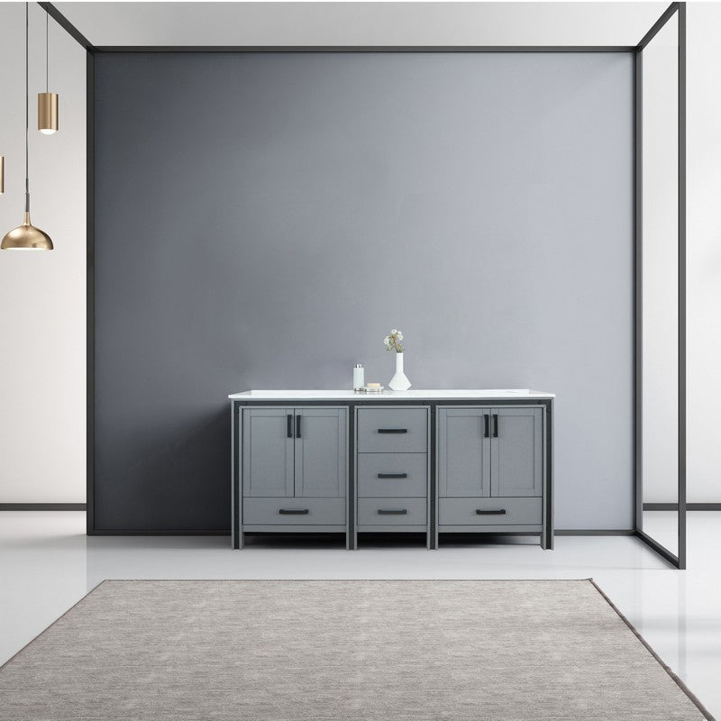 Ziva 72" Dark Grey Double Vanity, Cultured Marble Top, White Square Sink and no Mirror | LZV352272SBJS000