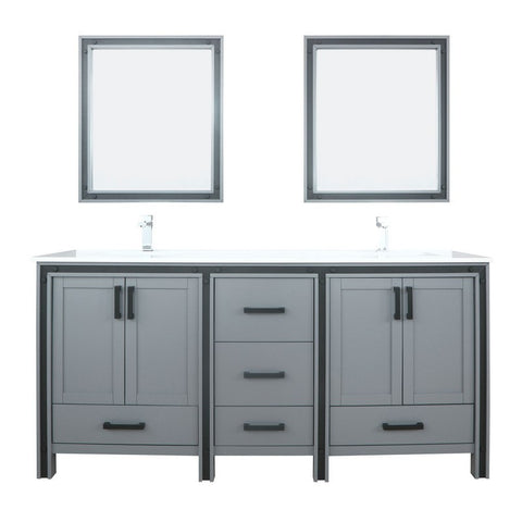 Ziva 72" Dark Grey Double Vanity Set, Cultured Marble Top | LZV352272SBJSM30F