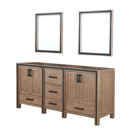 Image of Ziva 72" Rustic Barnwood Double Vanity, no Top and 30" Mirrors | LZV352272SN00M30