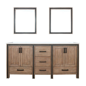 Ziva 72" Rustic Barnwood Double Vanity, Cultured Marble Top, White Square Sink and 30" Mirrors | LZV352272SNJSM30