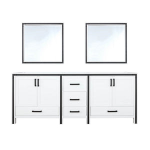 Ziva 80" White Double Vanity, no Top and 30" Mirrors | LZV352280SA00M30