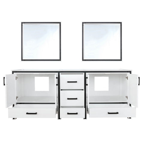 Image of Ziva 80" White Double Vanity, no Top and 30" Mirrors | LZV352280SA00M30