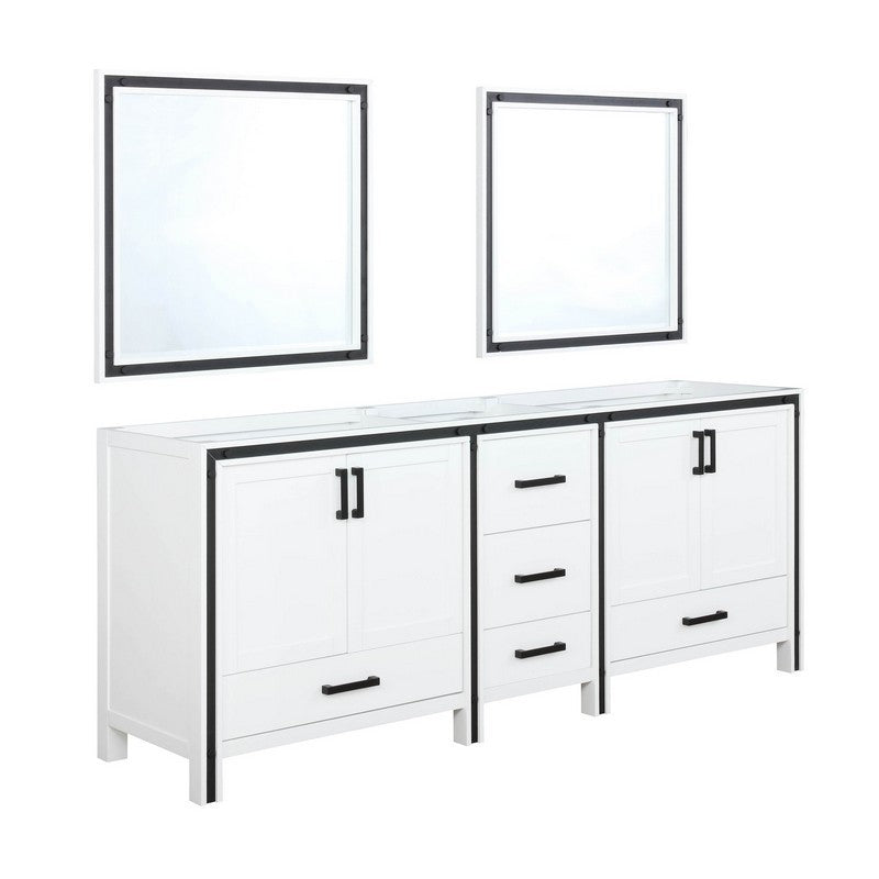 Ziva 80" White Double Vanity, no Top and 30" Mirrors | LZV352280SA00M30