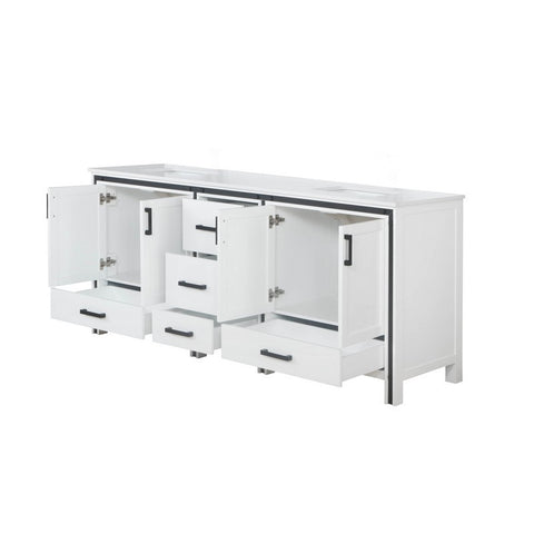 Ziva 80" White Double Vanity, Cultured Marble Top, White Square Sink and no Mirror | LZV352280SAJS000