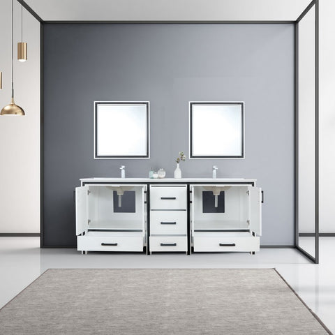 Image of Ziva 80" White Double Vanity Set, Cultured Marble Top | LZV352280SAJSM30F