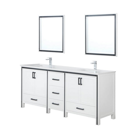 Image of Ziva 80" White Double Vanity Set, Cultured Marble Top | LZV352280SAJSM30F