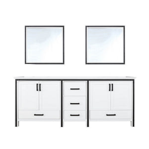 Ziva 80" White Double Vanity, Cultured Marble Top, White Square Sink and 30" Mirrors | LZV352280SAJSM30