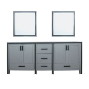 Ziva 80" Dark Grey Double Vanity, no Top and 30" Mirrors | LZV352280SB00M30