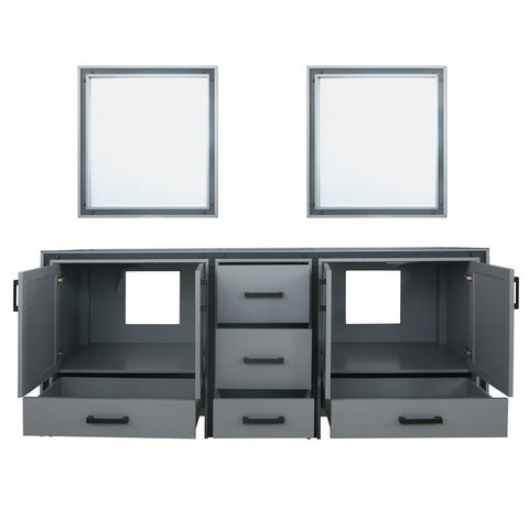 Image of Ziva 80" Dark Grey Double Vanity, no Top and 30" Mirrors | LZV352280SB00M30