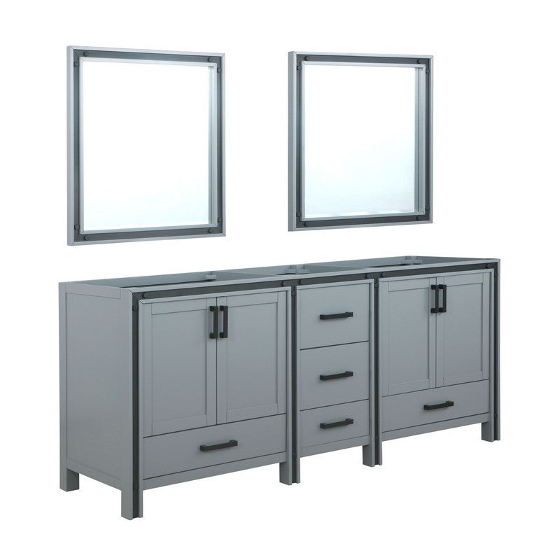 Ziva 80" Dark Grey Double Vanity, no Top and 30" Mirrors | LZV352280SB00M30