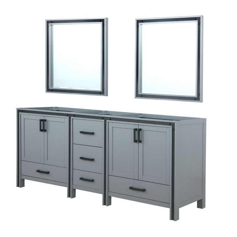 Ziva 80" Dark Grey Double Vanity, no Top and 30" Mirrors | LZV352280SB00M30