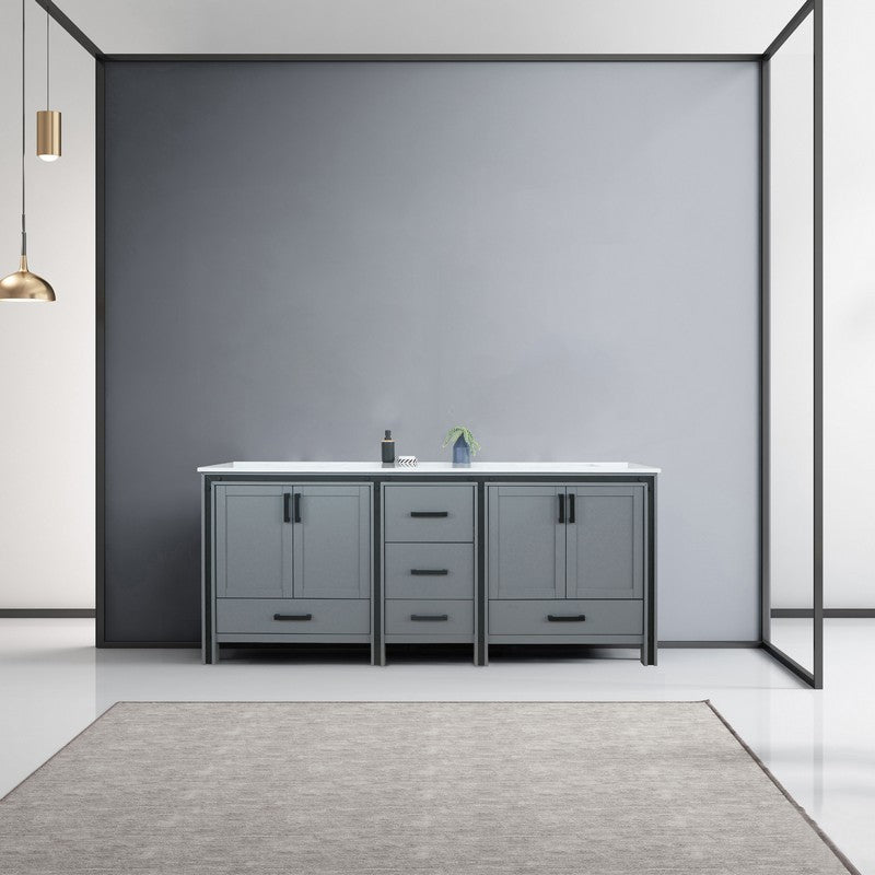 Ziva 80" Dark Grey Double Vanity, Cultured Marble Top, White Square Sink and no Mirror | LZV352280SBJS000