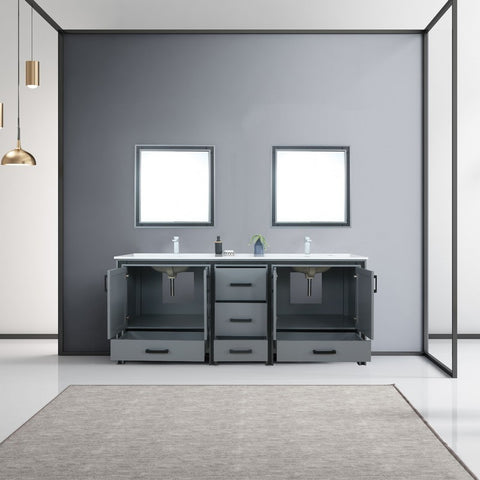 Image of Ziva 80" Dark Grey Double Vanity Set, Cultured Marble Top | LZV352280SBJSM30F