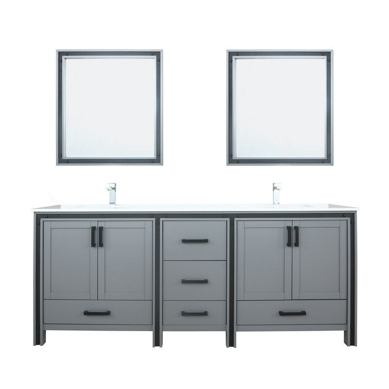 Ziva 80" Dark Grey Double Vanity Set, Cultured Marble Top | LZV352280SBJSM30F