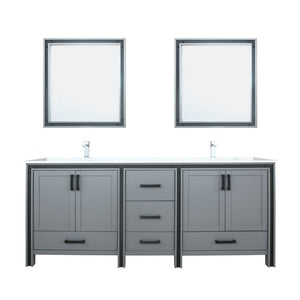 Ziva 80" Dark Grey Double Vanity Set, Cultured Marble Top | LZV352280SBJSM30F