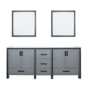 Ziva 80" Dark Grey Double Vanity, Cultured Marble Top, White Square Sink and 30" Mirrors | LZV352280SBJSM30