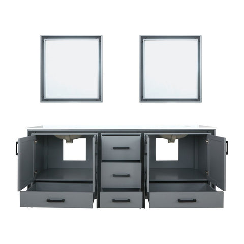 Image of Ziva 80" Dark Grey Double Vanity, Cultured Marble Top, White Square Sink and 30" Mirrors | LZV352280SBJSM30