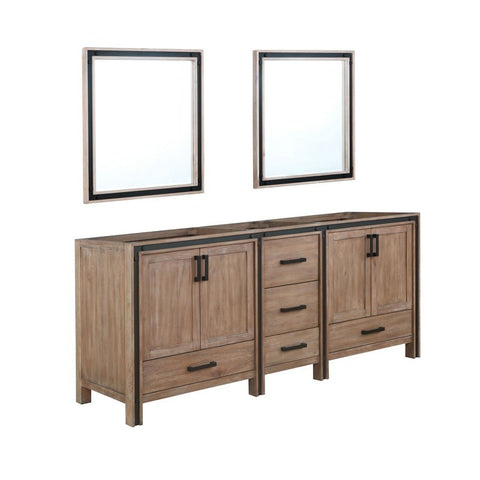 Image of Ziva 80" Rustic Barnwood Double Vanity, no Top and 30" Mirrors | LZV352280SN00M30