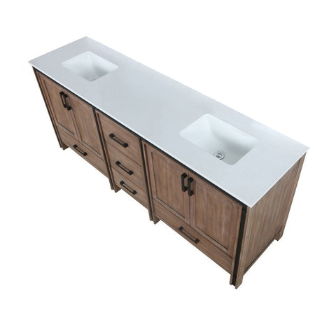 Image of Ziva 80" Rustic Barnwood Double Vanity, Cultured Marble Top, White Square Sink and no Mirror | LZV352280SNJS000