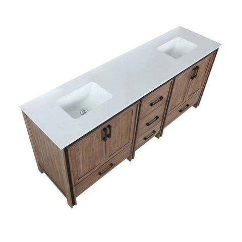 Image of Ziva 80" Rustic Barnwood Double Vanity, Cultured Marble Top, White Square Sink and no Mirror | LZV352280SNJS000