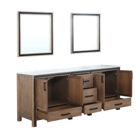 Image of Ziva 80" Rustic Barnwood Double Vanity, Cultured Marble Top, White Square Sink and 30" Mirrors | LZV352280SNJSM30