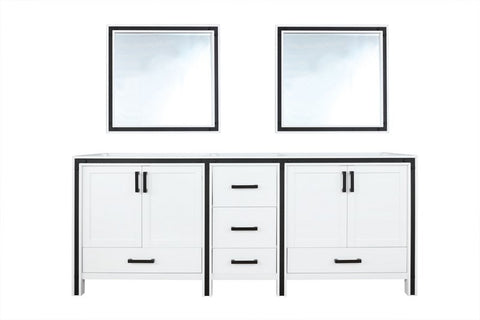 Image of Ziva 84" White Double Vanity, no Top and 34" Mirrors | LZV352284SA00M34