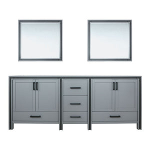 Ziva 84" Dark Grey Double Vanity, no Top and 34" Mirrors | LZV352284SB00M34