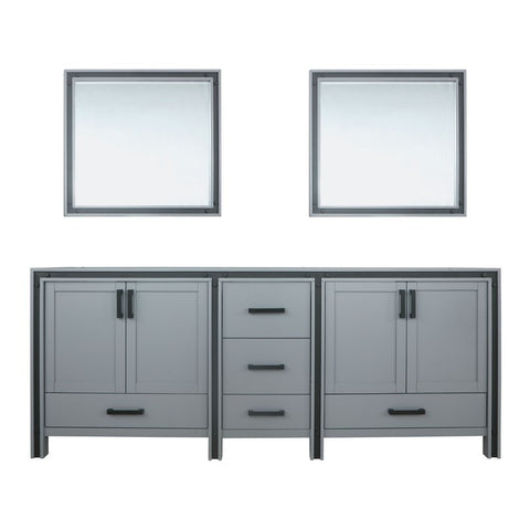 Image of Ziva 84" Dark Grey Double Vanity, no Top and 34" Mirrors | LZV352284SB00M34