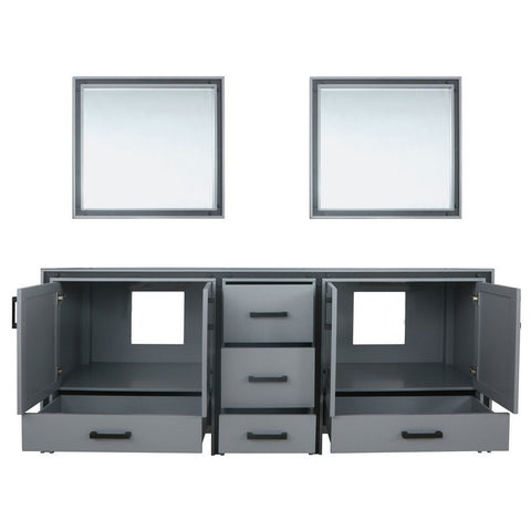 Image of Ziva 84" Dark Grey Double Vanity, no Top and 34" Mirrors | LZV352284SB00M34