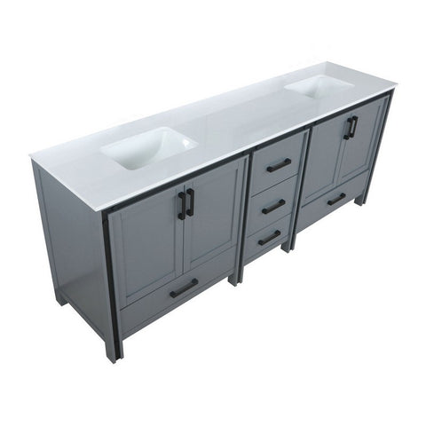 Image of Ziva 84" Dark Grey Double Vanity, Cultured Marble Top, White Square Sink and no Mirror | LZV352284SBJS000