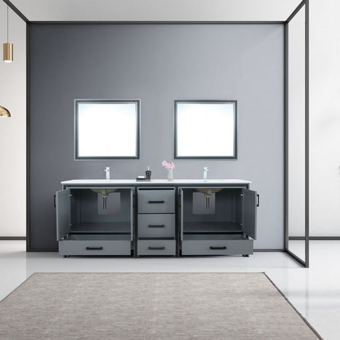 Image of Ziva 84" Dark Grey Double Vanity Set, Cultured Marble Top | LZV352284SBJSM34F