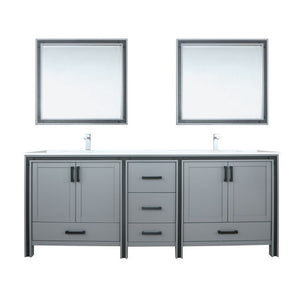 Ziva 84" Dark Grey Double Vanity Set, Cultured Marble Top | LZV352284SBJSM34F