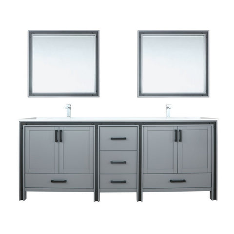 Image of Ziva 84" Dark Grey Double Vanity Set, Cultured Marble Top | LZV352284SBJSM34F