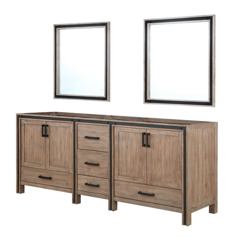 Image of Ziva 84" Rustic Barnwood Double Vanity, no Top and 34" Mirrors | LZV352284SN00M34