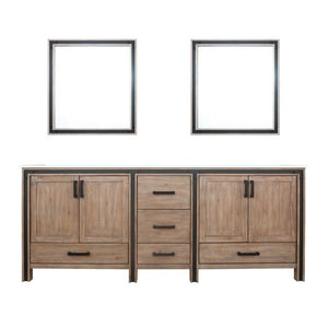 Ziva 84" Rustic Barnwood Double Vanity, Cultured Marble Top, White Square Sink and 34" Mirrors | LZV352284SNJSM34
