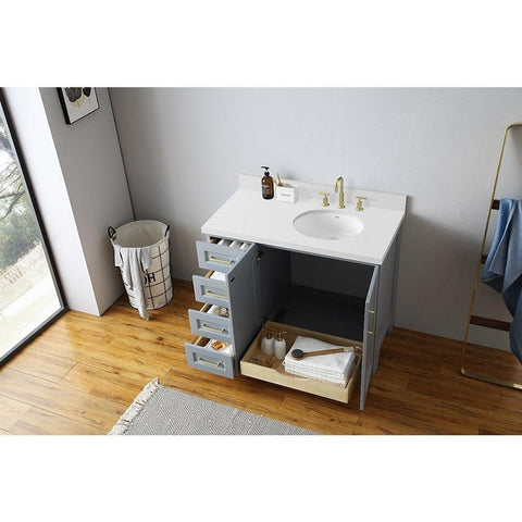 Ariel Taylor 43" Grey Modern Oval Sink Bathroom Vanity Q43SRB-WQO-GRY
