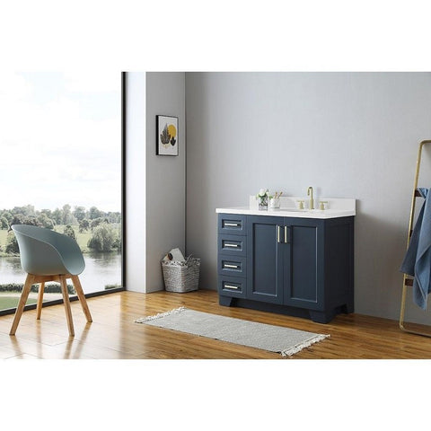 Image of Ariel Taylor 43" Midnight Blue Modern Oval Sink Bathroom Vanity Q43SRB-WQO-MNB