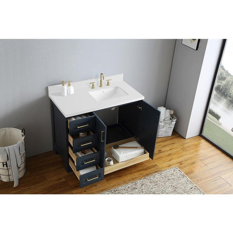 Image of Ariel Taylor 43" Midnight Blue Modern Rectangle Sink Bathroom Vanity Q43SRB-WQR-MNB