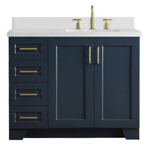 Image of Ariel Taylor 43" Midnight Blue Modern Rectangle Sink Bathroom Vanity Q43SRB-WQR-MNB