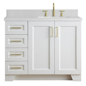 Ariel Taylor 43" White Modern Rectangle Sink Bathroom Vanity Q43SRB-WQR-WHT