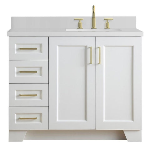 Image of Ariel Taylor 43" White Modern Rectangle Sink Bathroom Vanity Q43SRB-WQR-WHT