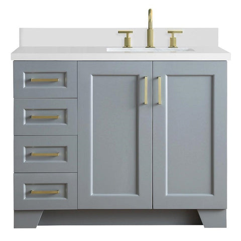 Image of Ariel Taylor 43" Grey Modern Right offset Rectangle Sink Bathroom Vanity